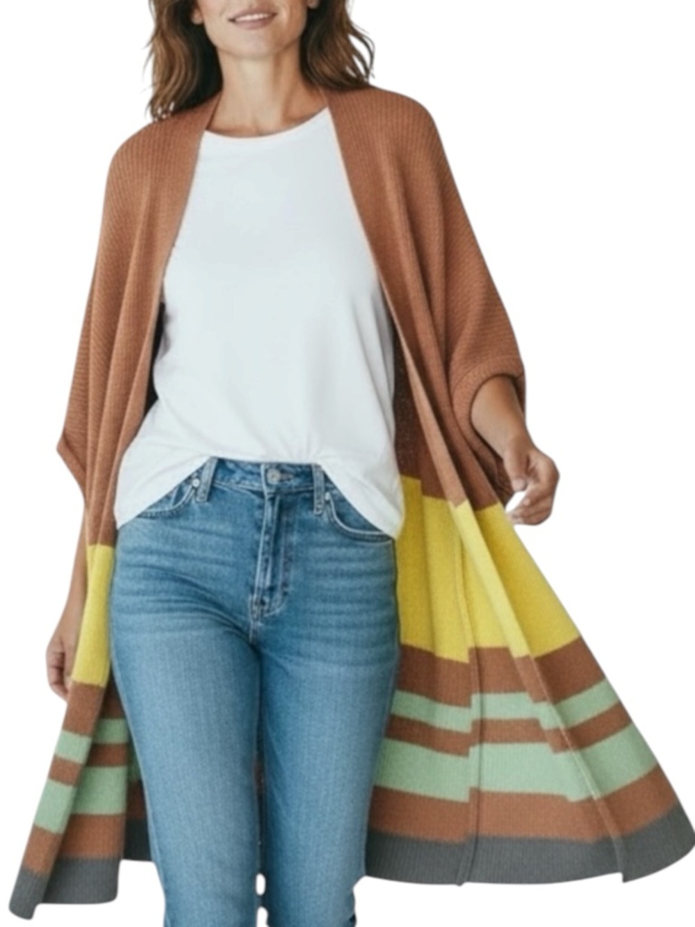 UMGEE Cotton Open Long Cardigan Striped Size Large — SUPER COMFY!!! NWT